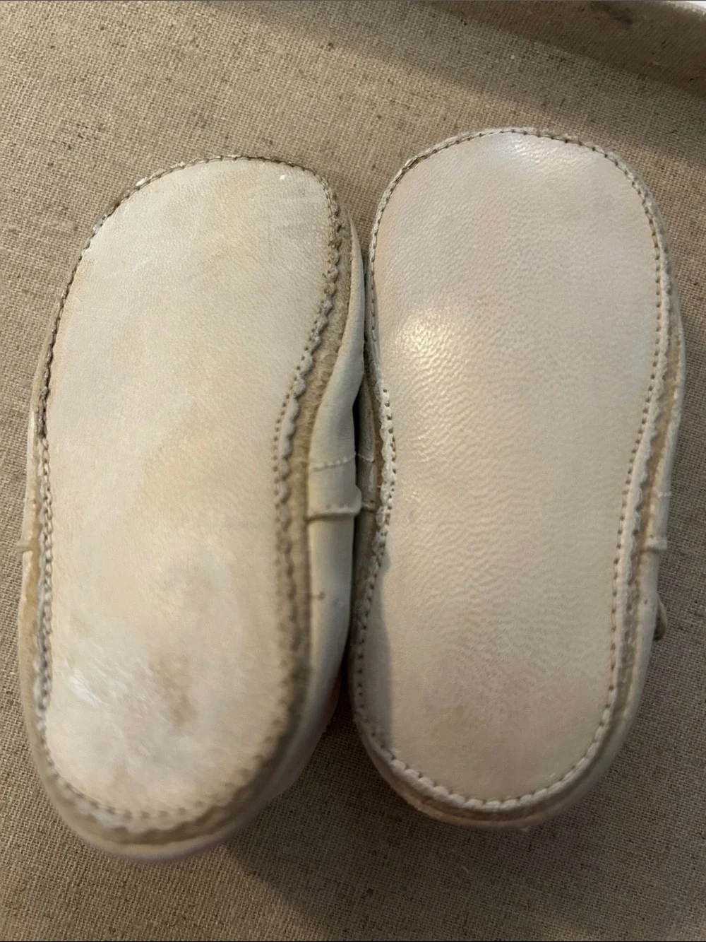 Vintage White Leather Mary Jane Baby Shoes with Cutout Detail